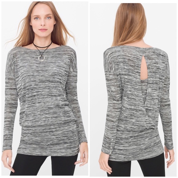 White House Black Market Tops - NWT WHITE HOUSE BLACK MARKET Spacedye Dolman Tunic Size L